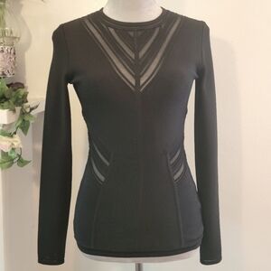 Marciano Elegant Black Long Sleeve Top with see through side and front cutout